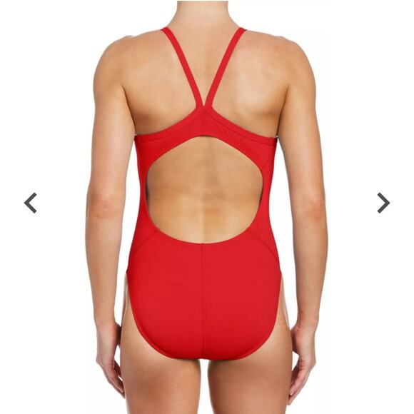 Nike Girls' Big Racerback One Piece Swimsuit NESS9844-814-Sz: L-RED-NWT - Picture 2 of 4